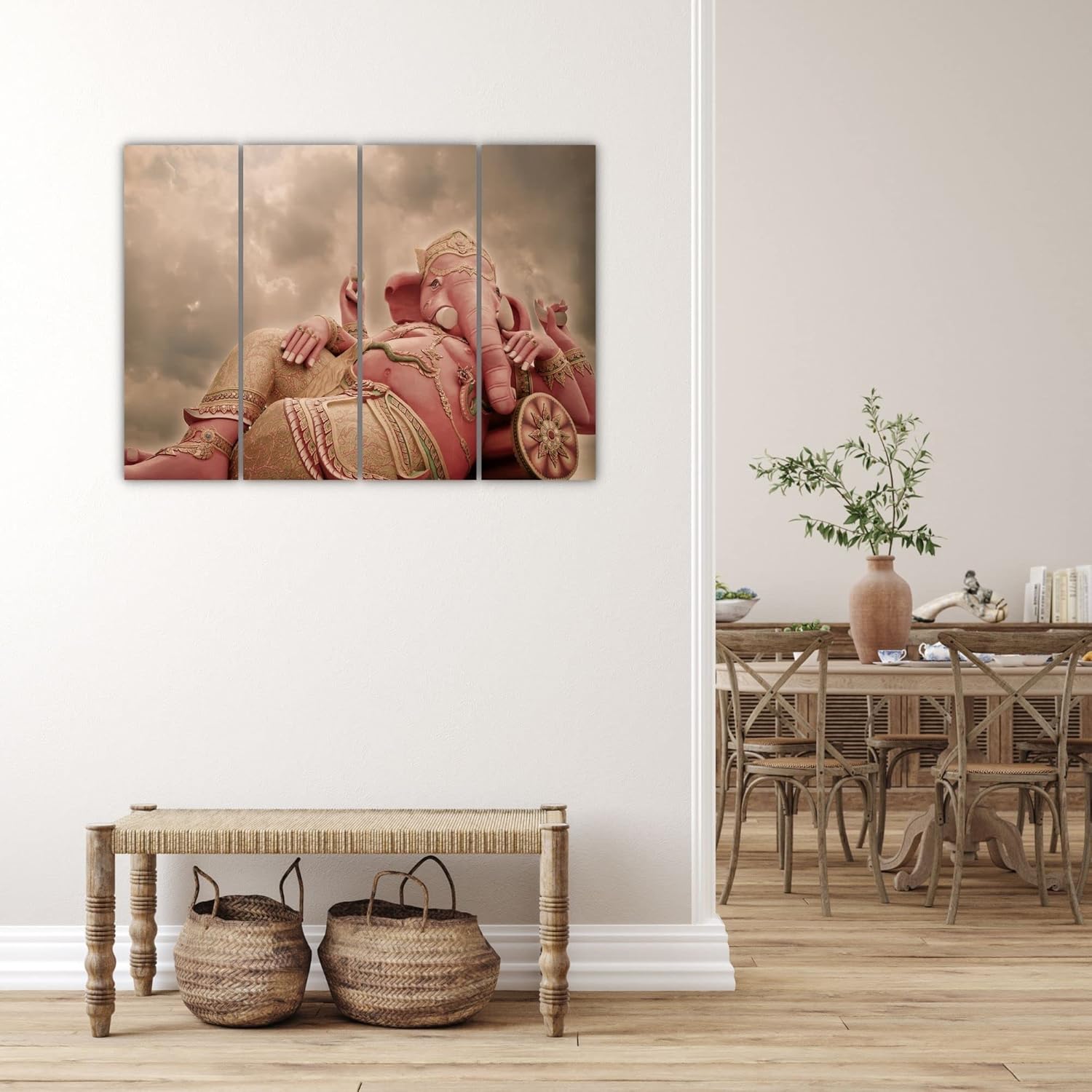 inep-b0bbpt13b9-close-up-of-the-ganesha-tastic-4-panel-framed-wall-art-fiesta-showing-brown-wooden-frames.jpg